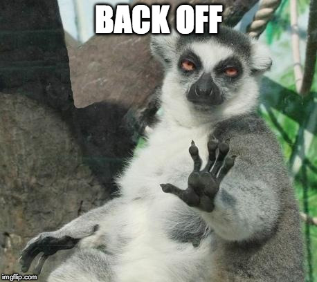 Stoner Lemur | BACK OFF | image tagged in memes,stoner lemur | made w/ Imgflip meme maker