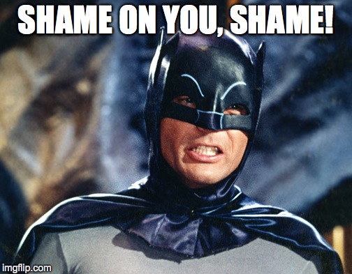 Shame | SHAME ON YOU, SHAME! | image tagged in batman | made w/ Imgflip meme maker