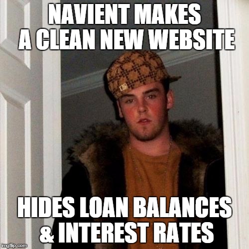 Scumbag Steve | NAVIENT MAKES A CLEAN NEW WEBSITE HIDES LOAN BALANCES & INTEREST RATES | image tagged in memes,scumbag steve | made w/ Imgflip meme maker