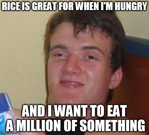so hungry right now | RICE IS GREAT FOR WHEN I'M HUNGRY AND I WANT TO EAT A MILLION OF SOMETHING | image tagged in memes,10 guy | made w/ Imgflip meme maker