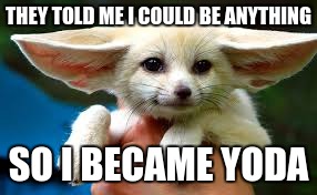 Yoda Dog | THEY TOLD ME I COULD BE ANYTHING SO I BECAME YODA | image tagged in yoda | made w/ Imgflip meme maker