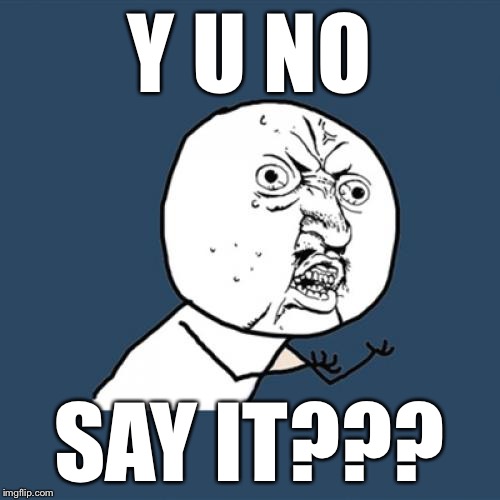 Y U No Meme | Y U NO SAY IT??? | image tagged in memes,y u no | made w/ Imgflip meme maker