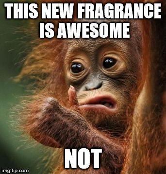 Darts Monkey | THIS NEW FRAGRANCE IS AWESOME NOT | image tagged in darts monkey | made w/ Imgflip meme maker
