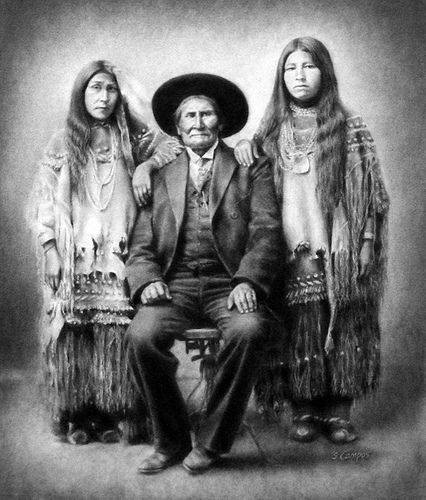 A photo of Geronimo and his nieces. Photo by H.H. Clarke 1909, i Blank Meme Template