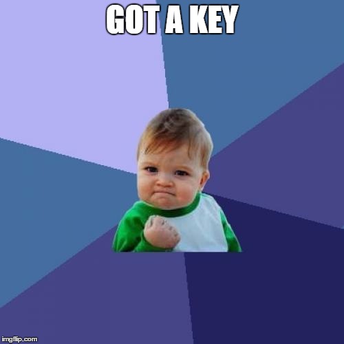 Success Kid Meme | GOT A KEY | image tagged in memes,success kid | made w/ Imgflip meme maker