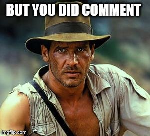 Indiana Jones Fedora | BUT YOU DID COMMENT | image tagged in indiana jones fedora | made w/ Imgflip meme maker