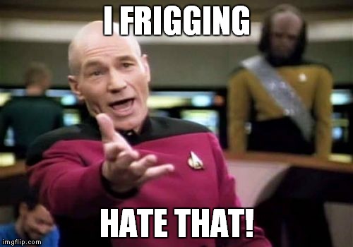 Picard Wtf Meme | I FRIGGING HATE THAT! | image tagged in memes,picard wtf | made w/ Imgflip meme maker
