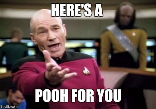 Picard Wtf Meme | HERE'S A POOH FOR YOU | image tagged in memes,picard wtf | made w/ Imgflip meme maker