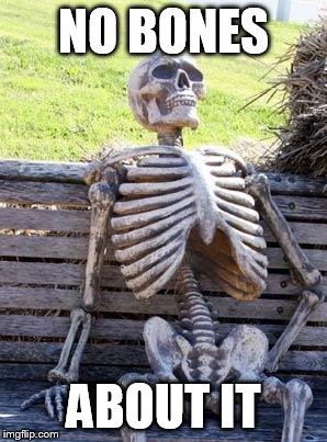 Waiting Skeleton Meme | NO BONES ABOUT IT | image tagged in memes,waiting skeleton | made w/ Imgflip meme maker