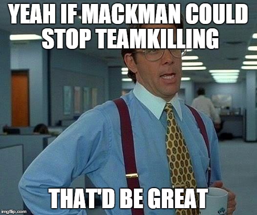 That Would Be Great Meme | YEAH IF MACKMAN COULD STOP TEAMKILLING THAT'D BE GREAT | image tagged in memes,that would be great | made w/ Imgflip meme maker
