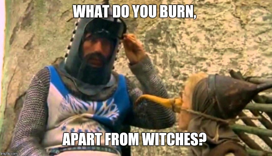 WHAT DO YOU BURN, APART FROM WITCHES? | made w/ Imgflip meme maker