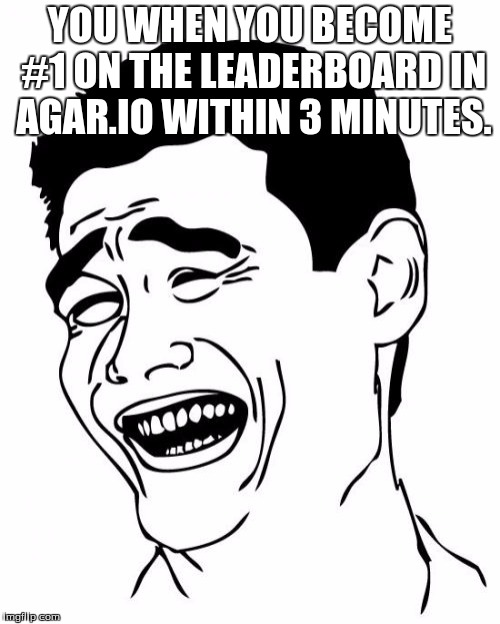 Yao Ming | YOU WHEN YOU BECOME #1 ON THE LEADERBOARD IN AGAR.IO WITHIN 3 MINUTES. | image tagged in memes,yao ming | made w/ Imgflip meme maker