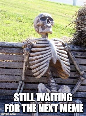 Waiting Skeleton Meme | STILL WAITING FOR THE NEXT MEME | image tagged in memes,waiting skeleton | made w/ Imgflip meme maker