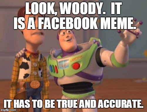 X, X Everywhere Meme | LOOK, WOODY.  IT IS A FACEBOOK MEME. IT HAS TO BE TRUE AND ACCURATE. | image tagged in memes,x x everywhere | made w/ Imgflip meme maker