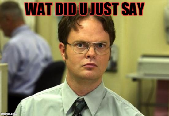 Dwight Schrute | WAT DID U JUST SAY | image tagged in memes,dwight schrute | made w/ Imgflip meme maker