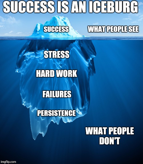 Success is an Iceburg  | SUCCESS IS AN ICEBURG WHAT PEOPLE SEE SUCCESS WHAT PEOPLE DON'T STRESS HARD WORK FAILURES PERSISTENCE | image tagged in memes,metaphors,success is an iceburg,success kid | made w/ Imgflip meme maker
