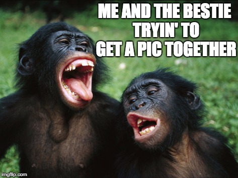 Bonobo Lyfe Meme | ME AND THE BESTIE TRYIN' TO GET A PIC TOGETHER | image tagged in memes,bonobo lyfe | made w/ Imgflip meme maker