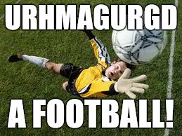 Random AND pointless goalkeeping meme, random fact I am a keeper... | URHMAGURGD A FOOTBALL! | image tagged in football,soccer,goalkeeper,meme | made w/ Imgflip meme maker