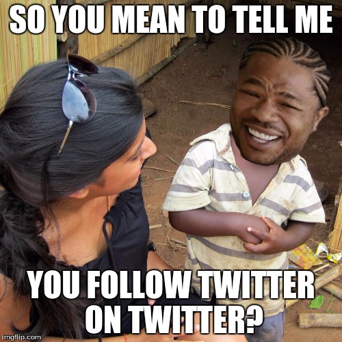 SO YOU MEAN TO TELL ME YOU FOLLOW TWITTER ON TWITTER? | image tagged in so you mean to tell me dawg | made w/ Imgflip meme maker