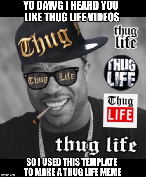 YO DAWG I HEARD YOU LIKE THUG LIFE VIDEOS; SO I USED THIS TEMPLATE TO MAKE A THUG LIFE MEME | image tagged in thug life,xhibit,yo dawg heard you,template,meme,thug | made w/ Imgflip meme maker