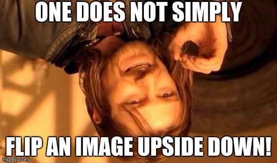 But that's imgflip! | ONE DOES NOT SIMPLY; FLIP AN IMAGE UPSIDE DOWN! | image tagged in memes,one does not simply,imgflip | made w/ Imgflip meme maker