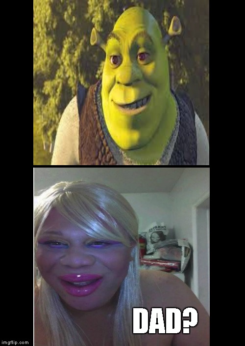 From the 'R U My Daddy?' files.... | DAD? | image tagged in ugly girl,funny memes,shrek,daddy | made w/ Imgflip meme maker