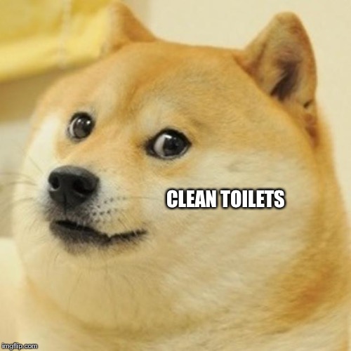 Doge Meme | CLEAN TOILETS | image tagged in memes,doge | made w/ Imgflip meme maker