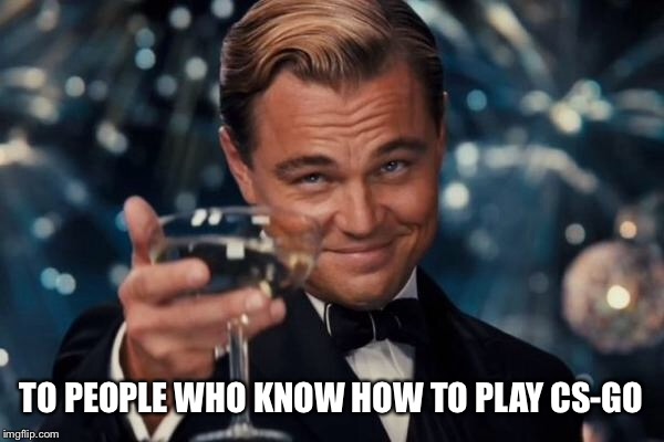 Leonardo Dicaprio Cheers Meme | TO PEOPLE WHO KNOW HOW TO PLAY CS-GO | image tagged in memes,leonardo dicaprio cheers | made w/ Imgflip meme maker