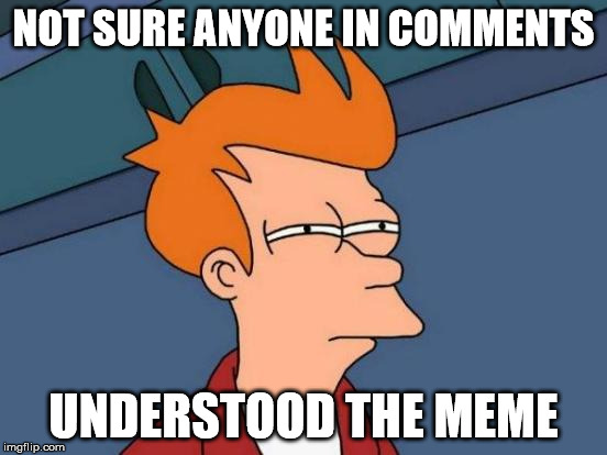 Futurama Fry | NOT SURE ANYONE IN COMMENTS; UNDERSTOOD THE MEME | image tagged in memes,futurama fry | made w/ Imgflip meme maker
