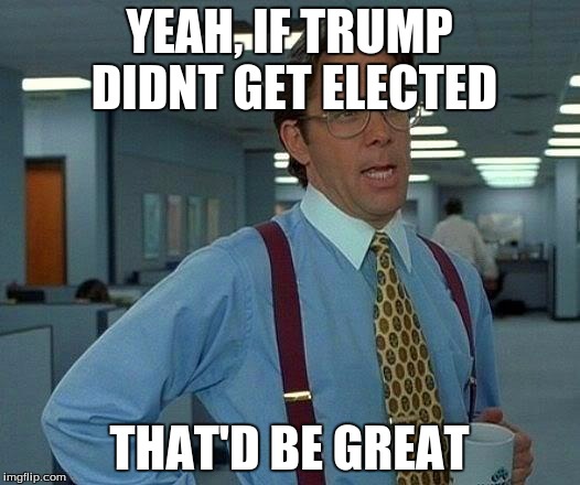 That Would Be Great | YEAH, IF TRUMP DIDNT GET ELECTED; THAT'D BE GREAT | image tagged in memes,that would be great | made w/ Imgflip meme maker
