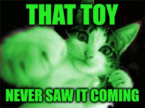 RayCat Fighting Hackers | THAT TOY NEVER SAW IT COMING | image tagged in raycat fighting hackers | made w/ Imgflip meme maker