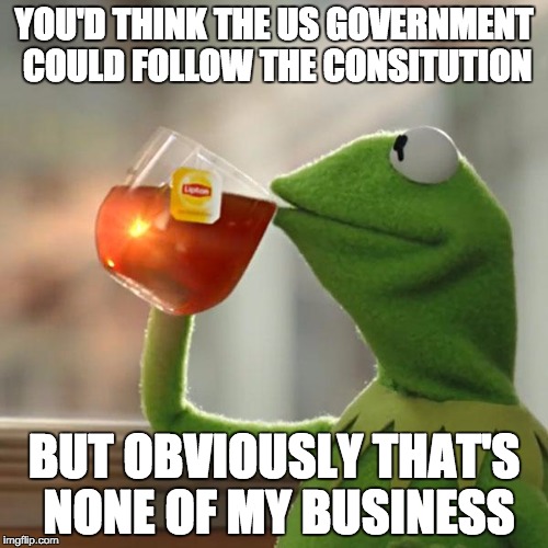 But That's None Of My Business | YOU'D THINK THE US GOVERNMENT COULD FOLLOW THE CONSITUTION; BUT OBVIOUSLY THAT'S NONE OF MY BUSINESS | image tagged in memes,but thats none of my business,kermit the frog | made w/ Imgflip meme maker