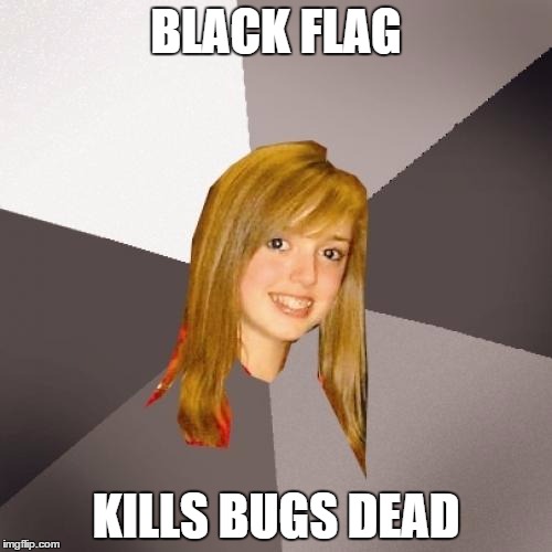 Musically Oblivious 8th Grader Meme | BLACK FLAG; KILLS BUGS DEAD | image tagged in memes,musically oblivious 8th grader | made w/ Imgflip meme maker