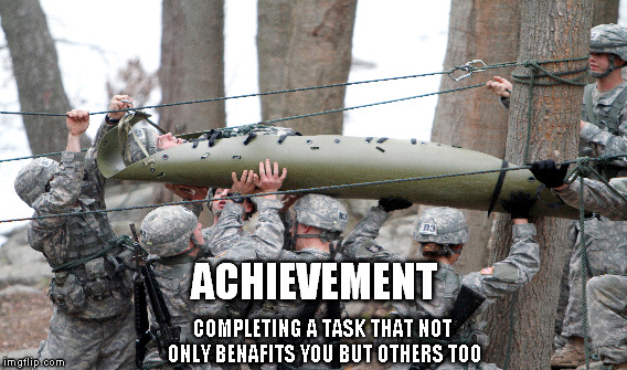 Achievement | ACHIEVEMENT; COMPLETING A TASK THAT NOT ONLY BENAFITS YOU BUT OTHERS TOO | image tagged in achievement | made w/ Imgflip meme maker