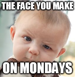 Skeptical Baby | THE FACE YOU MAKE; ON MONDAYS | image tagged in memes,skeptical baby | made w/ Imgflip meme maker