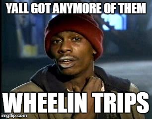 Y'all Got Any More Of That Meme | YALL GOT ANYMORE OF THEM; WHEELIN TRIPS | image tagged in memes,yall got any more of | made w/ Imgflip meme maker