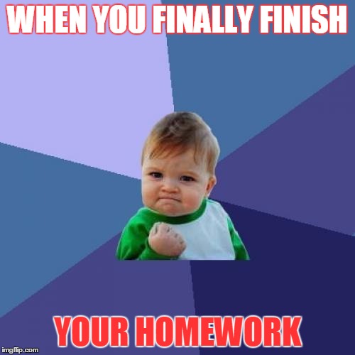 Success Kid | WHEN YOU FINALLY FINISH; YOUR HOMEWORK | image tagged in memes,success kid | made w/ Imgflip meme maker