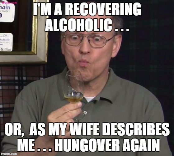 Recovering Alcoholic  | I'M A RECOVERING ALCOHOLIC . . . OR,  AS MY WIFE DESCRIBES ME . . . HUNGOVER AGAIN | image tagged in alcoholicralf | made w/ Imgflip meme maker