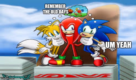 The old days | REMEMBER THE OLD DAYS; UM YEAH | image tagged in sonic the hedgehog | made w/ Imgflip meme maker