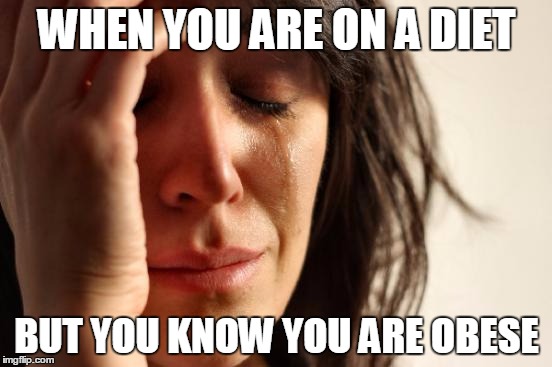 First World Problems | WHEN YOU ARE ON A DIET; BUT YOU KNOW YOU ARE OBESE | image tagged in memes,first world problems | made w/ Imgflip meme maker