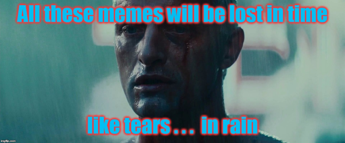 All these memes will be lost in time like tears . . .  in rain | made w/ Imgflip meme maker