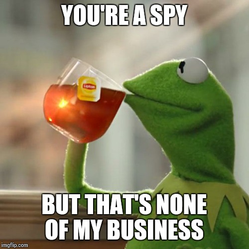But That's None Of My Business Meme | YOU'RE A SPY; BUT THAT'S NONE OF MY BUSINESS | image tagged in memes,but thats none of my business,kermit the frog | made w/ Imgflip meme maker