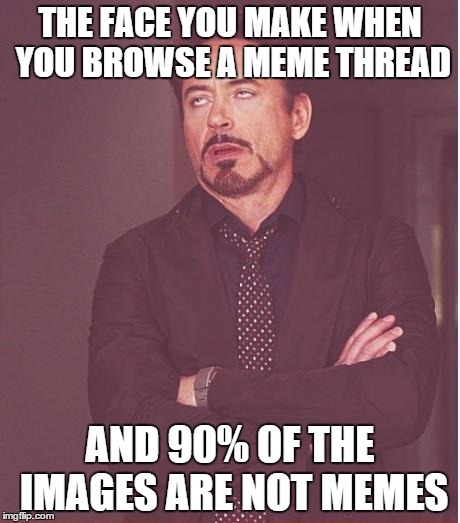 Face You Make Robert Downey Jr Meme | THE FACE YOU MAKE WHEN YOU BROWSE A MEME THREAD; AND 90% OF THE IMAGES ARE NOT MEMES | image tagged in memes,face you make robert downey jr | made w/ Imgflip meme maker
