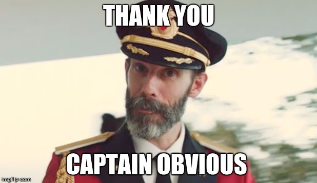 captain obvious  | THANK YOU CAPTAIN OBVIOUS | image tagged in captain obvious | made w/ Imgflip meme maker