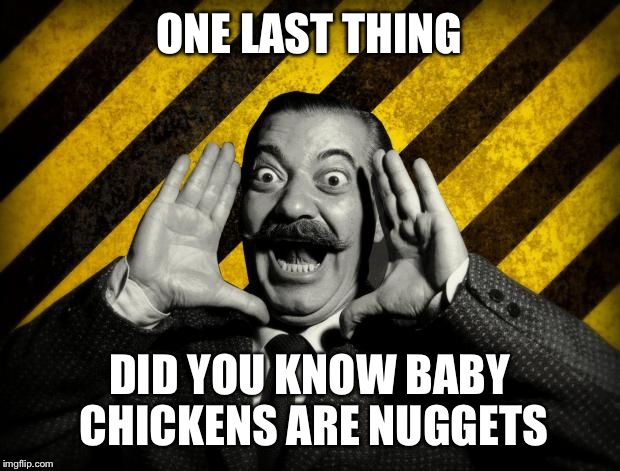 and did you know that.. | ONE LAST THING; DID YOU KNOW BABY CHICKENS ARE NUGGETS | image tagged in and did you know that | made w/ Imgflip meme maker