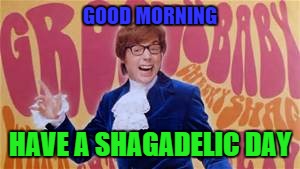 GOOD MORNING; HAVE A SHAGADELIC DAY | image tagged in austin,shagadelic | made w/ Imgflip meme maker