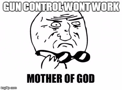 Mother Of God | GUN CONTROL WONT WORK | image tagged in memes,mother of god | made w/ Imgflip meme maker