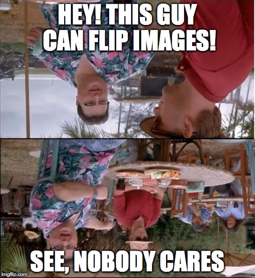 See Nobody Cares | HEY! THIS GUY CAN FLIP IMAGES! SEE, NOBODY CARES | image tagged in memes,see nobody cares | made w/ Imgflip meme maker