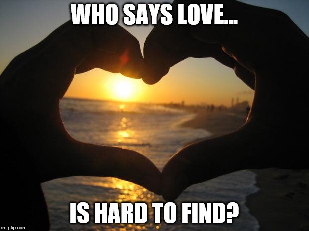 love | WHO SAYS LOVE... IS HARD TO FIND? | image tagged in love | made w/ Imgflip meme maker