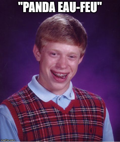 Bad Luck Brian Meme | "PANDA EAU-FEU" | image tagged in memes,bad luck brian | made w/ Imgflip meme maker